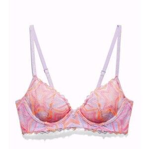 Savage X Fenty Size 38D Shining Star Embroidered Unlined Bra Orange Purple